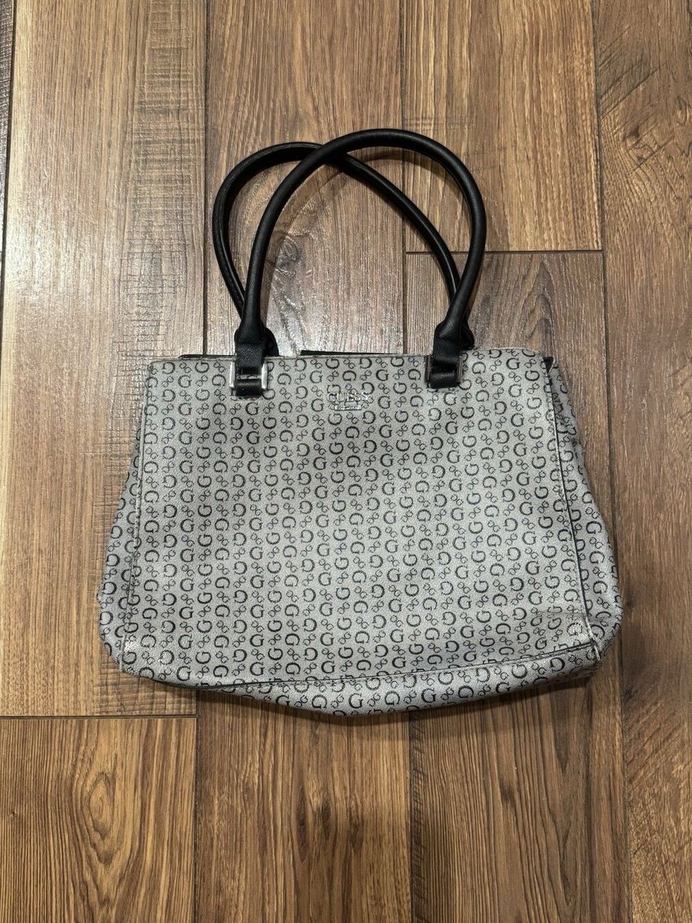 Guess Los Angeles Purse Shoulder Bag Gray All Over Design Logo (SEE PICS!)